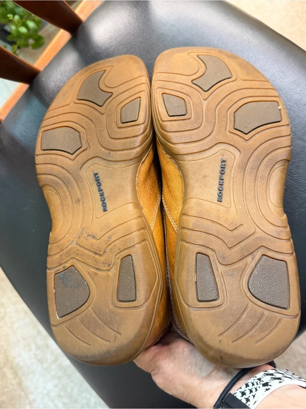Rockport Men's Caramel Tan Leather Lace-Up Loafers Shoes